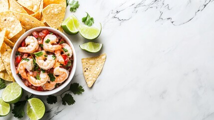 Fresh Ceviche Served with Tortilla Chips and Lime Wedges
