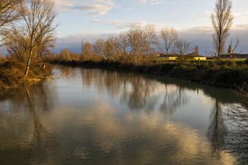 nature sceneries inside the Delta of the river Po during a winter season, Veneto Italy