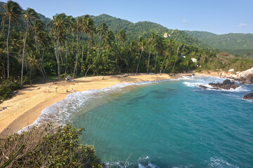The pristine beaches of Tayrona National Park invite you to a world where turquoise waters meet golden sands, framed by lush tropical forests. A true Colombian gem.