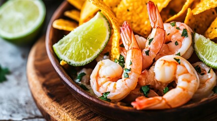 Fresh Ceviche with Tortilla Chips and Lime Wedges