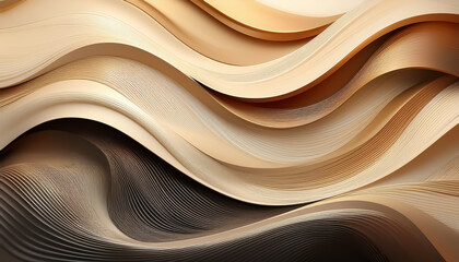 Abstract Fluid Waves in Warm Earth Tones - Modern Digital Art