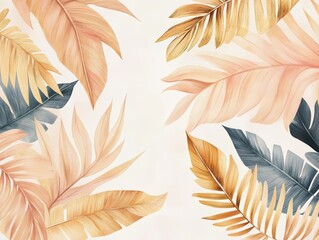 Tropical Elegance, Minimalist Plant Patterns in Soft Color Palettes