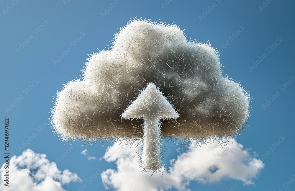 Aufkleber cloud technology represents the concept of transferring data and information, as well as uploading a