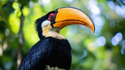 Majestic Hornbill: A Vibrant Representation of Forest Birds with Distinctive Bills