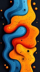 Colorful Abstract Waves Design in Blue and Orange Tones