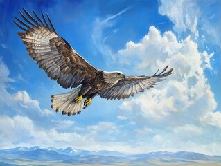 Obraz premium Majestic Eagle Soaring High: A Symbol of Freedom and Power in Nature's Sky