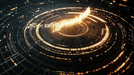 Data trends visualization abstract circular graphs from a bird's eye view