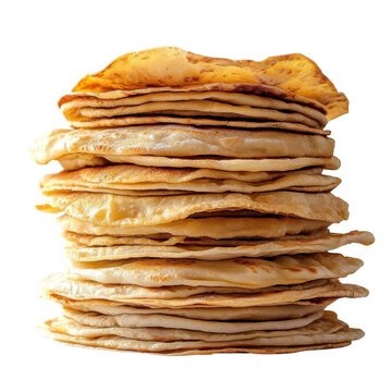 Indian Flatbreads Stack Photo on transparent background.