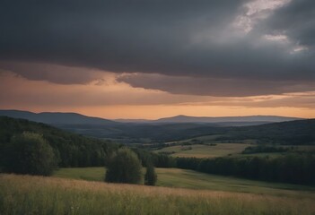 Fototapeta premium sunset in near the mountains