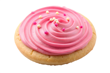 a sugar cookie with pink frosting image isolated on a transparent
