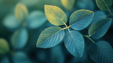 A close-up view of green leaves with detailed veins and textures, showcasing nature's beauty in vibrant shades of green.