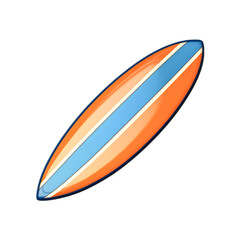 A vibrant orange and blue surfboard ready for summer waves fun and adventure