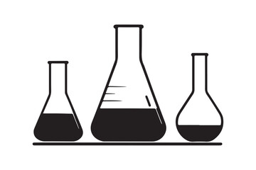 Minimalist Laboratory Glassware Silhouette with Chemistry Flasks