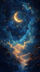 Naklejka premium Luxury bedroom with night sky high resolution hd image