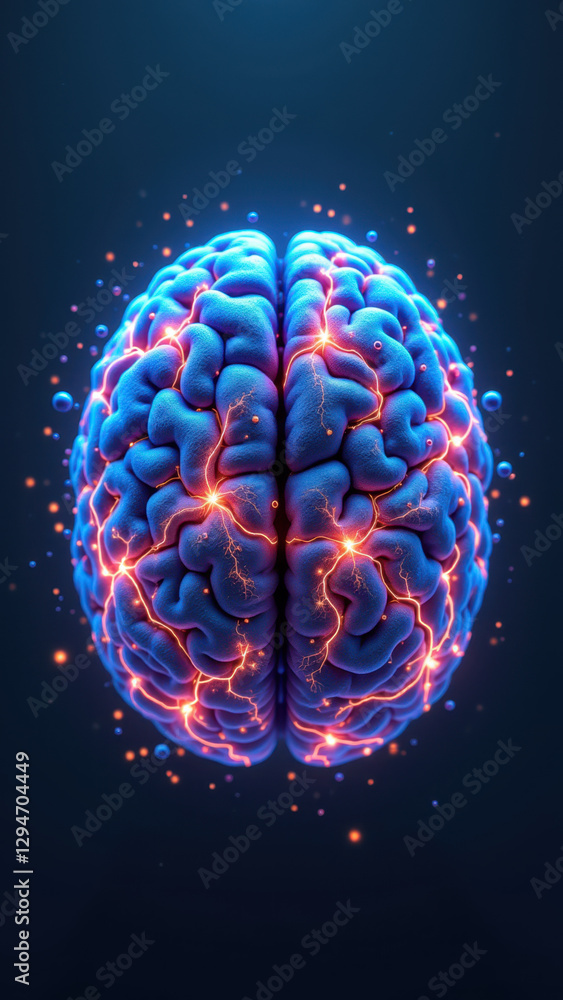 Poster a dynamic digital illustration of an artificial brain with a cosmic backdrop, symbolizing artificial