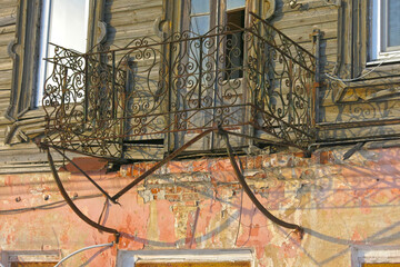 Russian old brick emergency House of merchant I.I. Fudelman in Lebedyan