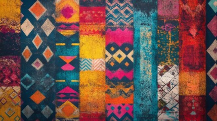 Vibrant Ethnic Textile Patterns Background