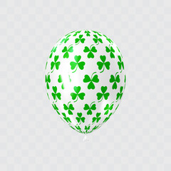 White green 3D realistic balloon with clover leaf pattern.