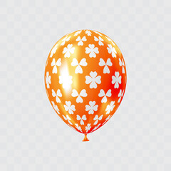 Black green 3D realistic balloon with clover leaf pattern.