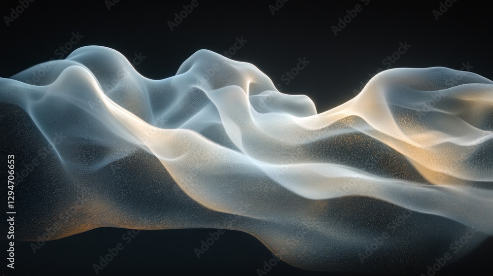 Poster delicate strands of shimmering light weave through the darkness, evoking a sense of movement and flu