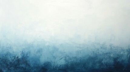 Naklejka premium An abstract painting featuring a serene gradient from deep blue at the bottom to soft white at the top, evoking calmness.
