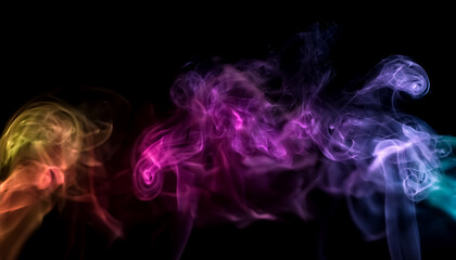 Colorful Abstract Smoke on Black Background - Artistic and Ethereal