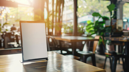 mockup menu frame at a restaurant, empty