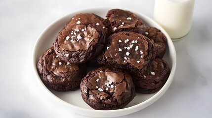 Delicious Salted Chocolate Brownie Cookies on Plate