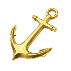 Gold Anchor Pendant &ndash; Elegant Maritime Symbol in Gold on a Transparent Background