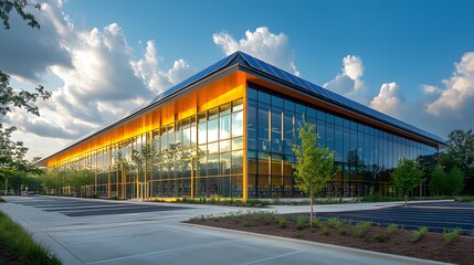 Obraz premium Leading by Example: A Public Library's Solar Canopy Project as a Tool for Community Engagement and Climate Action