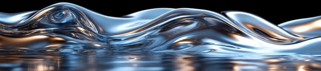 Shimmering Silver Waves Flowing Across a Smooth Metallic Surface. Generative AI