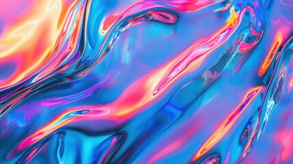 Obraz premium Colorful abstract waves featuring vibrant hues of blue, pink, and purple, creating a mesmerizing fluid effect.