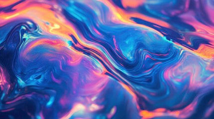 Fototapeta premium Vibrant abstract fluid art with swirling colors in shades of blue, pink, and orange.