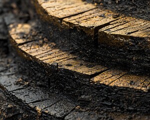 Detailed close up of chocolate bar grooves sharp focus the rich textures and dark brown tones highlighted by soft lighting