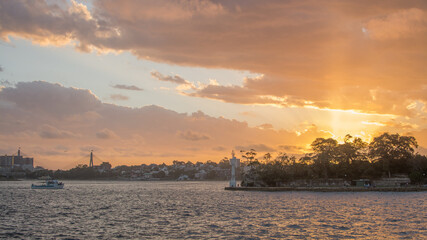Sydney sunset on sea