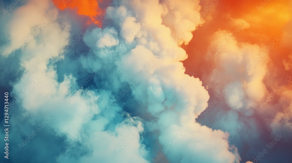 Aufkleber an explosion of color fills the sky as clouds form intricate patterns during a stunning sunset. hues