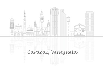 Fototapeta premium Outline Skyline panorama of city of Caracas, Venezuela - vector illustration