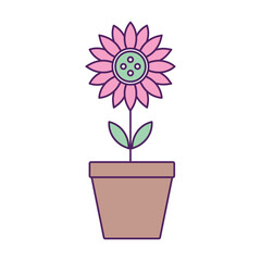 Vector image of a potted plant icon with a white background