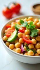 Delicious Chickpea Salad with Fresh Tomatoes and Cucumber