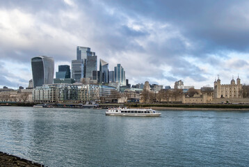 Tower of London and the City Over the River Thames