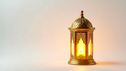Elegant Golden Ramadan Lantern Festive Decoration Light Candle Islamic Culture Holiday Symbol Celebration Design Background Festive Mood Warm Light   