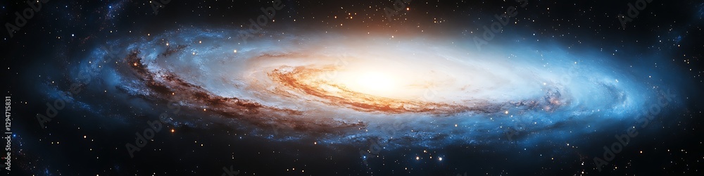 Poster a deep-space galaxy background with swirling stars and a large text area