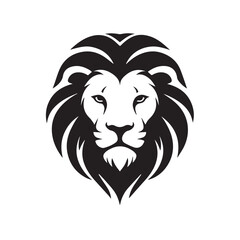 Lion head silhouette. Lion head Logo. Black lion silhouette on white background. Vector design. 