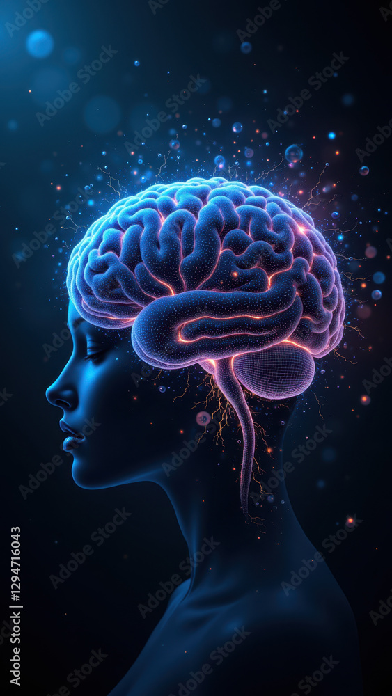 Poster the image features a visual representation of artificial general intelligence with a human-like figu