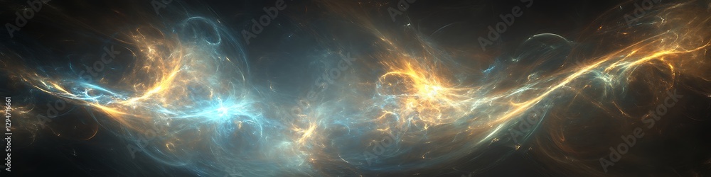 Poster a dynamic, abstract energy pattern with a wide space for text