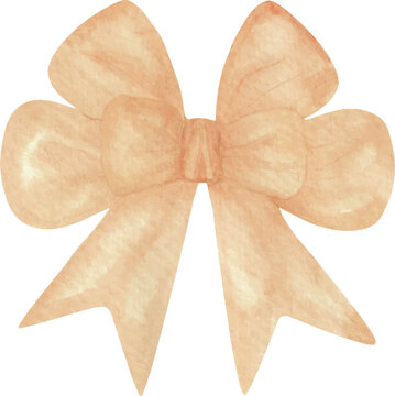 orange bow, beige bow, vector illustration, watercolor style, satin bow, festive, Greeting cards, invitations, birthday, party, baby shower, event, holiday, wedding card, baby shower	