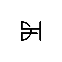 letter dh initial logo monogram vector black color