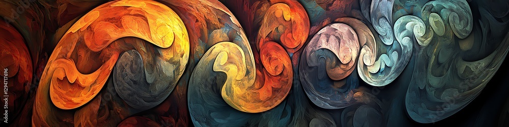 Poster a dynamic, abstract fractal pattern with a wide area for text