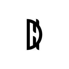letter dh initial logo monogram vector black color