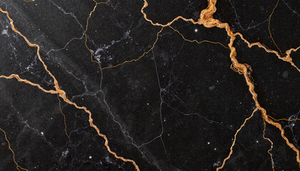 Obraz premium Elegant black marble with golden veins, sophisticated interior design
